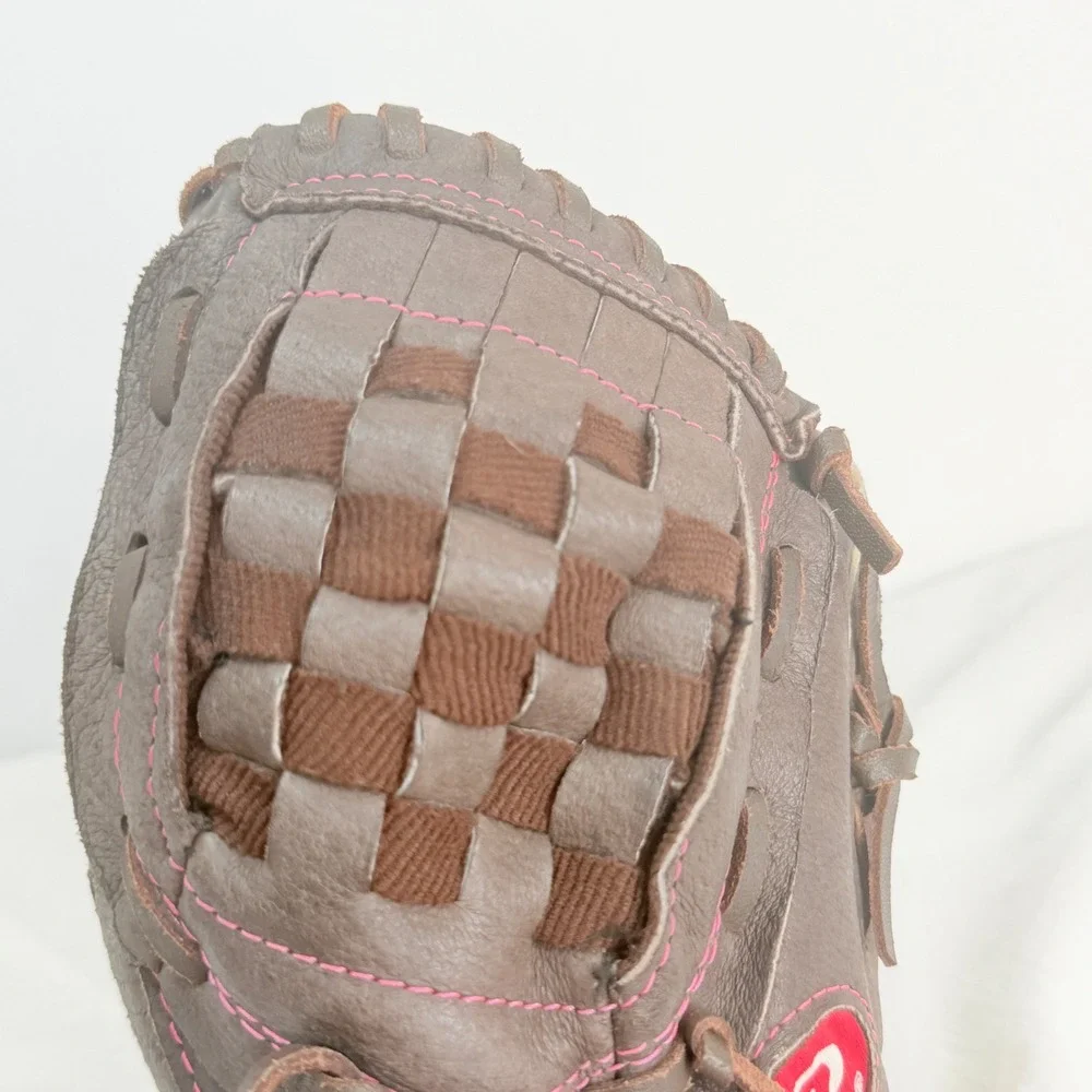 Rawlings Fastpitch Softball Glove Kids 10.5 Brown Pink Good Leather FP105